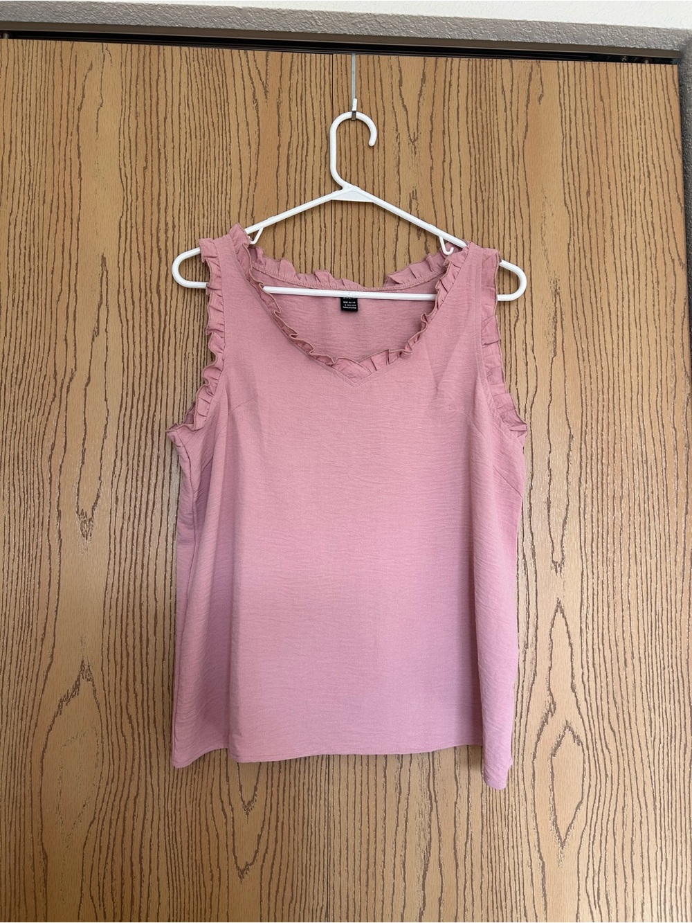 Ruffled V-Neck Sleeveless Top - Pink